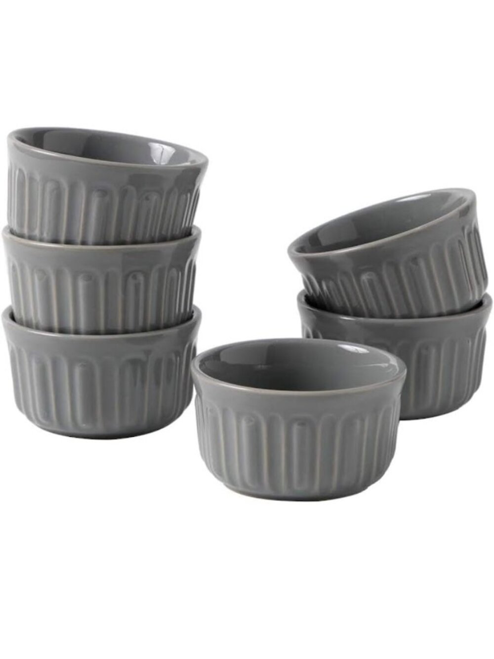Fun Elements 8 oz Ramekins, Souffle Dish... Oven Safe, Custard Cups Set of 6